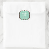 Sticker Rond Marron Chocolat et Menthe Faits avec Amour Présent (Sac)