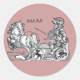 Sticker Rond Mars Ares Dieu de la guerre Greco Roman Chariot De