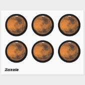 Sticker Rond Mars la planète rouge dans l'espace (Feuille)