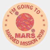 Sticker Rond Mars La planète rouge Geek spatial Système solaire (Devant)