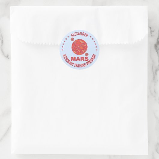 Sticker Rond Mars La planète rouge Geek spatial Système solaire (Sac)