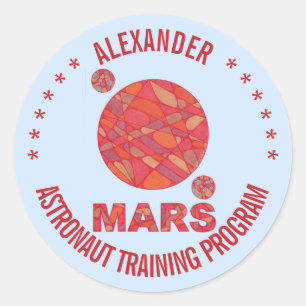 Sticker Rond Mars La planète rouge Geek spatial Système solaire