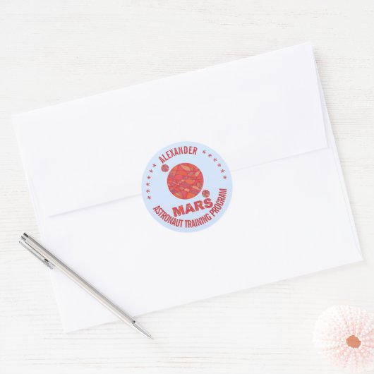 Sticker Rond Mars La planète rouge Geek spatial Système solaire (Enveloppe)