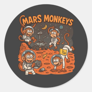 Sticker Rond Mars Monkeys drôle animal