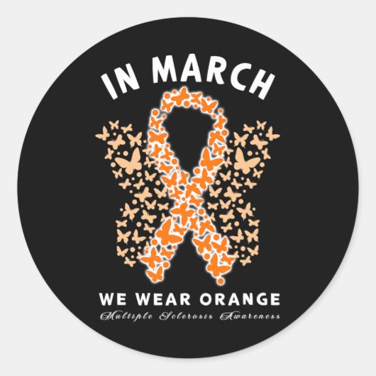 Sticker Rond Mars Nous Portons Orange Ms Multiple Sclerosis (Devant)