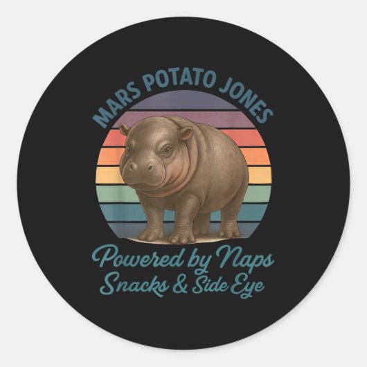 Sticker Rond Mars Tato Jones Wered By Naps Snacks Side Eye Retr (Devant)