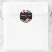 Sticker Rond Marsala Black Floral Faire-part de mariage (Sac)