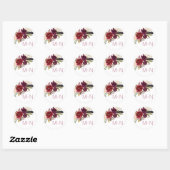 Sticker Rond Marsala Boho monogramme mariage enveloppe sceau 41 (Feuille)