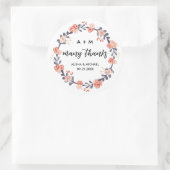 Sticker Rond Marsala de Bourgogne Floral Wreath Wedding Favor (Sac)