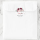 Sticker Rond Marsala de Bourgogne rustique et Mariage floral ro (Sac)