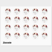 Sticker Rond Marsala floral boho chic mariage Merci (Feuille)
