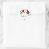Sticker Rond Marsala floral boho chic mariage Merci (Sac)
