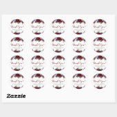 Sticker Rond Marsala Marine Mariage Floral Merci (Feuille)