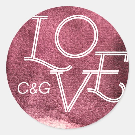 Sticker Rond Marsala peint amour moderne simple monogramme (Devant)