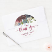 Sticker Rond Marsala Rouge Marine de Bourgogne Merci Mariage Fl (Enveloppe)