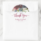 Sticker Rond Marsala Rouge Marine de Bourgogne Merci Mariage Fl (Sac)