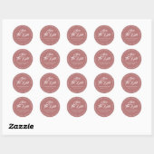 Sticker Rond Marsala Script Typographie Mariage Enregistrer La  (Feuille)