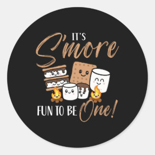 Sticker Rond Marshmallow de feu de camp d'anniversaire C'est en
