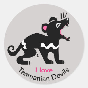 Sticker Rond Marsupial - J'aime les diables de Tasmanie - Faune