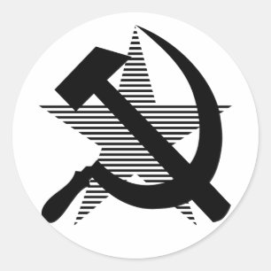 Sticker Rond Marteau noir soviétique et faucille