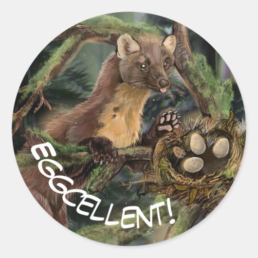 Sticker Rond Marten européen (Devant)