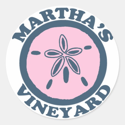 Sticker Rond Martha's Vineyard "Sand Dollar" Design. (Devant)