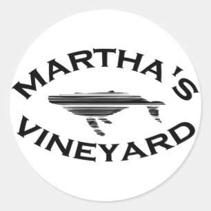 Sticker Rond Martha's Vineyard "Whale" Design.