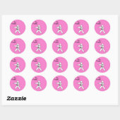 Sticker Rond Martial Arts Stance Cadeau Tags Girl with Blonde H (Feuille)