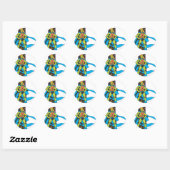 Sticker Rond Martian Manhunter & fond spatial (Feuille)