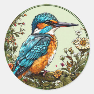 Sticker Rond Martin-pêcheur vibrant