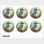Sticker Rond Martin-pêcheur vibrant (Feuille)