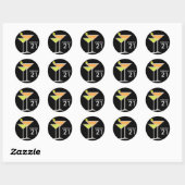 Sticker Rond Martinis orange et vert (Feuille)