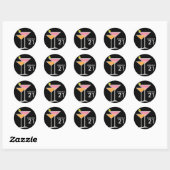 Sticker Rond Martinis rose et orange (Feuille)