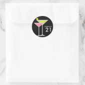 Sticker Rond Martinis vert et rose (Sac)