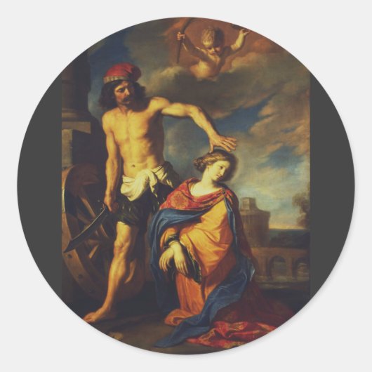 Sticker Rond Martyre de Sainte Catherine Collection de Beaux-Ar (Devant)