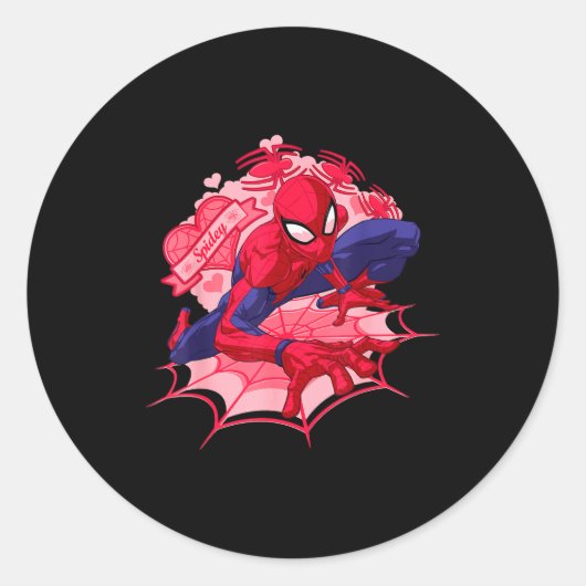 Sticker Rond Marvel Spider-man Cœurs Saint-Valentin (Devant)