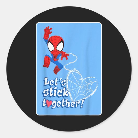 Sticker Rond Marvel Spider-man Lets Stick Together Valentine Ca (Devant)