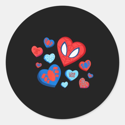 Sticker Rond Marvel Spider-man Spidey Cœurs Saint-Valentin (Devant)