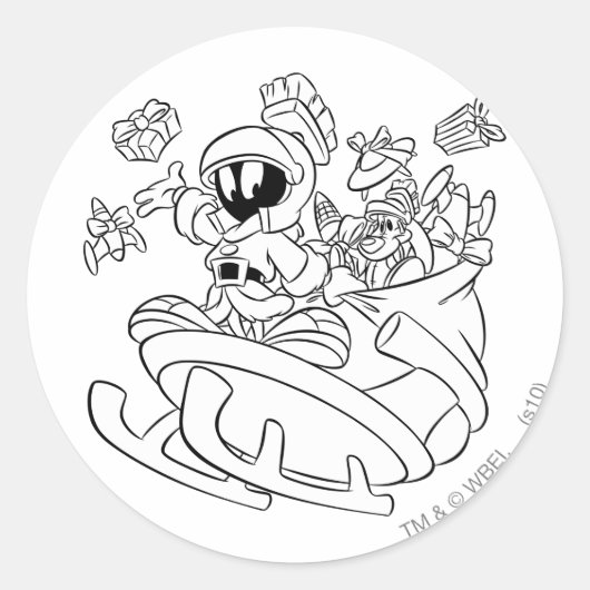Sticker Rond MARVIN LE MARTIAN™ avec jouets (Devant)