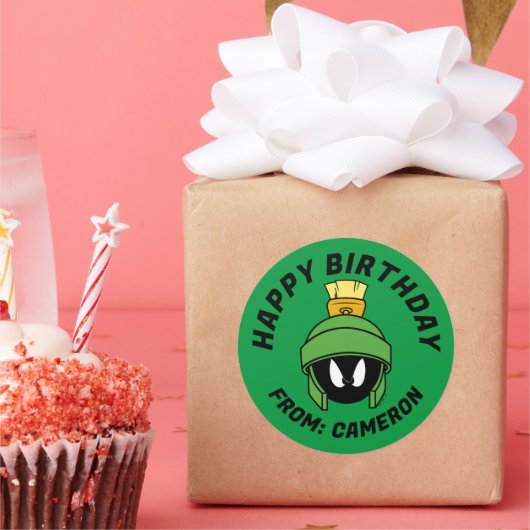Sticker Rond MARVIN LE MARTIAN™ Mad | Joyeux anniversaire (Fête)