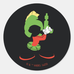 Sticker Rond MARVIN MARTIAN™ Silhouette avec Raygun