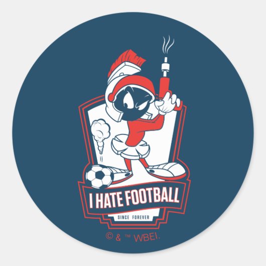 Sticker Rond MARVIN THE MARTIAN™ "I Hate Football" Graphic (Devant)