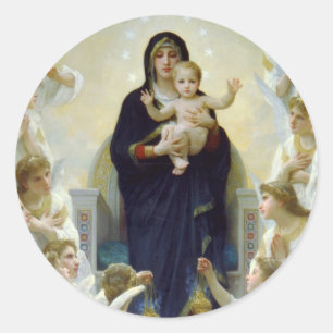 Sticker Rond Mary avec des anges - Regina Angelorum