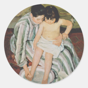 Sticker Rond Mary Cassatt Peinture sur le bain de l'enfant