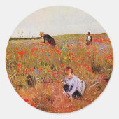 Sticker Rond Mary Cassatt, Red Poppies, (Devant)