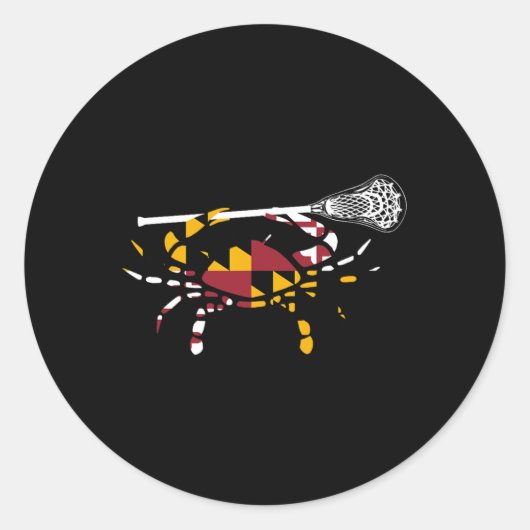 Sticker Rond Maryland Crabe Lacrosse Garçons Stick Lax Soeur Br (Devant)