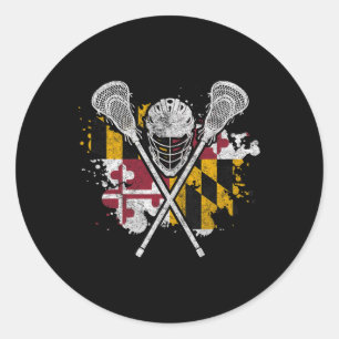 Sticker Rond Maryland Lacrosse Lover Tee Maryland Flag Family V