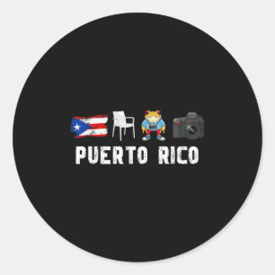 Sticker Rond Más Fotos Porto Rico Drapeau Ricain Sapo Concho