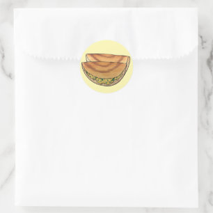Sticker Rond Masala Dosas Cuisine indienne du Sud Cuisine Potat