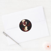 Sticker Rond Mascarade aux papillons rouges (Enveloppe)